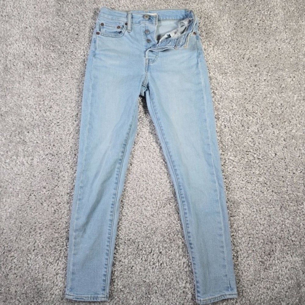 Levi's Wedgie Skinny Jeans Women 24 Light Wash High Rise‎ Button Fly Denim
